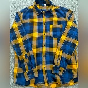 H&M Gold and Blue Flannel